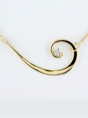 Tom Kruskal Spiral "Nautilus" Necklace - 14k Gold & Diamond 17”